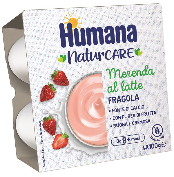 Humana Merenda Latte Fragola 4 Pezzi Da 100 G - Lovesano