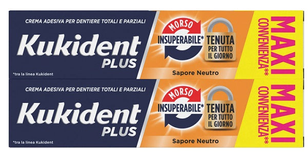 Kukident Bipacco Morso Insuperabile Crema Adesiva Dentiere 57 G X 2 - Lovesano