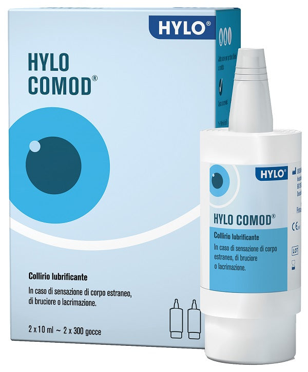 Hylo-comod Gocce Oculari Ialuronato Di Sodio 0,1% 2 Flaconc Ini Da 10 Ml - Lovesano