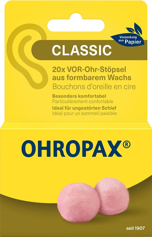 Ohropax Classic Tappi Auricolari Cera Ovatta 20 Pezzi - Lovesano