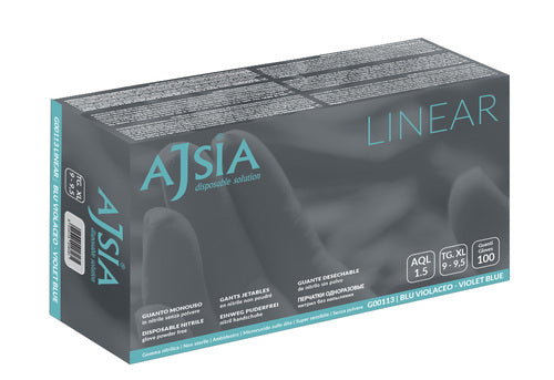 Guanto Monouso In Nitrile Senza Polvere Ajsia Linear Blu Violaceo Extralarge 100 Pezzi - Lovesano