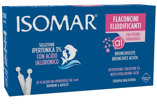 Isomar Flaconcini Fluidificanti Soluzione Ipertonica 30%+acido Ialuronico 20 Flaconcini Da 5 Ml - Lovesano