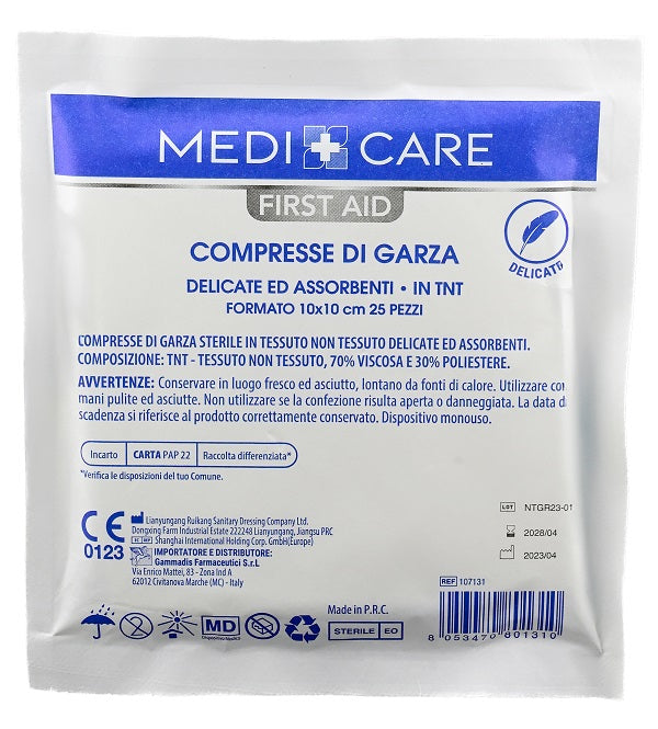 Garza Medicare Cotone 10x10 Cm 25 Pezzi
