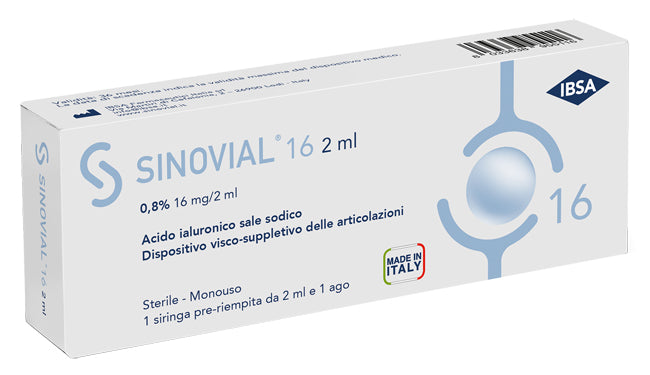 Siringa Intra-articolare Sinovial 16 Acido Ialuronico Sale Sodico 0,8% 16mg/2ml 2ml + Ago 21 Gauge - Lovesano