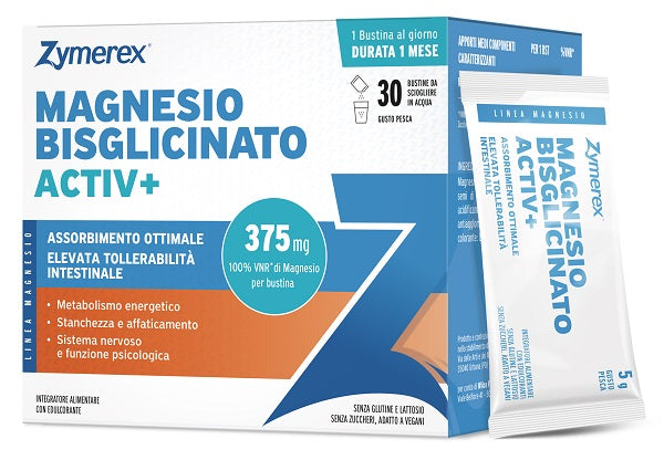 Zymerex Magnesio Bisglicinato 30 Bustine Senza Glutine Senza Lattosio Con Edulcorante - Lovesano 