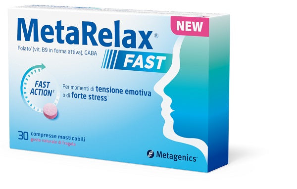 Metarelax Fast 30 Compresse Masticabili Gusto Naturale Di Fragola Senza Glutine Senza Lattosio Con Edulcoranti