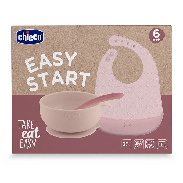 Chicco Easy Start Set Pappa Silicone Rosa 6m+ - Lovesano 