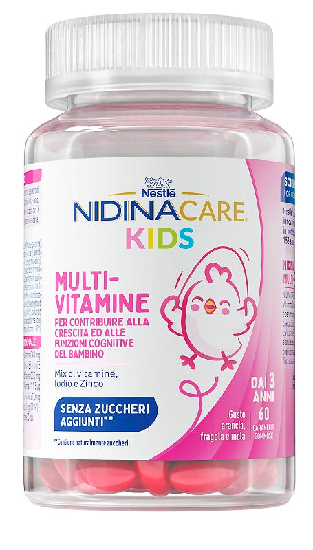 Nidinacare Multivitamine 60 Caramelle Gommose Gusto Arancia Fragola Mela Senza Zuccheri Aggiunti - Lovesano 