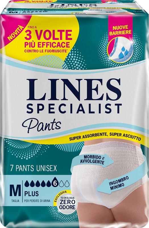 Pannolone Per Incontinenza Lines Specialist Pants Plus Unisex M 7 Pezzi - Lovesano 